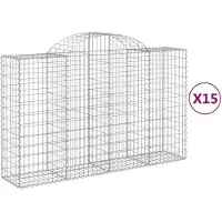 vidaXL Gabionen mit Hochbogen 15Stk. 200x50x120/140cm Verzinktes Eisen