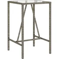 Syfax Garten-Bartisch Grau 70x70x110 cm Poly Rattan