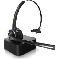 CSL Mono Bluetooth Headset mit Ladestation, Kopfhörer mit flexiblem Mikrofon, Multipoint, kabellos, leicht, freisprechen, Chat Callcenter Meetings, kompatibel mit PC Smartphone iPhone