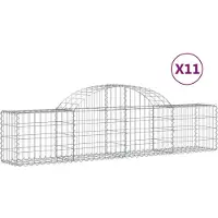 vidaXL Gabionen mit Hochbogen 11 Stk. 200x30x40/60 cm Verzinktes Eisen