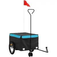 Syfax Fahrradanhänger Schwarz und Blau 45 kg Eisen