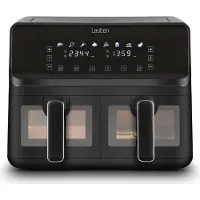 Lauben DualZone Air Fryer 8000BC, Heißluftfritteuse mit zwei Körben, Gesamtvolumen 8 l, Klarsichtfenster, 8 voreingestellte Programme