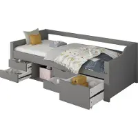 HOME DELUXE - Kinderbett COSMOS - 90 x 200 cm, Farbe: Grau, inkl. Schubladen und Lattenrost - Variantenauswahl I Kinderbettchen Jugendbett Babybett
