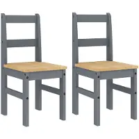 vidaXL Essstühle 2 Stk. PANAMA Grau 40x46x90 cm Massivholz Kiefer