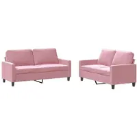 vidaXL 2-tlg. Sofagarnitur mit Kissen Rosa Samt