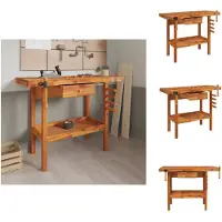 vidaXL Werkbank mit Schubladen Schraubstöcken 124x52x83 cm Akazienholz - Werkbänke