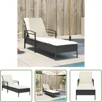 The Living Store Sonnenliege mit Auflage Schwarz 63x200x81 cm Poly Rattan