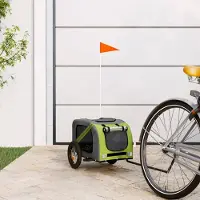 vidaXL "2026 Promotion" Fahrradanhänger Hunde Grün und Grau Oxford-Gewebe und Eisen - Fahrradanhänger CC32691