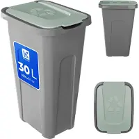 Kadax Abfallbehälter zur Trennung von 30 l Mülleimer mit Deckel Grün