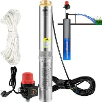 Vevor 3, 5" Tiefbrunnenpumpe 750W Brunnenpumpe 105L/min Tauchpumpe max, Förderhöhe 62m Rohrpumpe 230V 50Hz Sandpumpe IP68 Wasserpumpe 11
