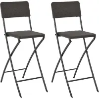 Syfax Klappbare Barstühle 2 Stk. HDPE und Stahl Braun Rattanoptik