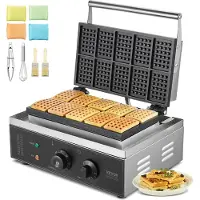 Vevor Kommerzielles Waffeleisen 1550 W antihaftbeschichtetes Waffeleisen aus Edelstahl mit Temperatur- und Zeitregelung