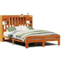 Syfax Massivholzbett mit Regal ohne Matratze Wachsbraun 150x200 cm