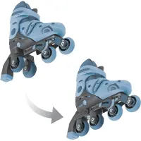 Globber LEARNING SKATES 2in1 – Inline- und Quad-Skates Kinder, verstellbar Gr.30-33, ABEC 9, Rollengröße 54x24 mm, blau