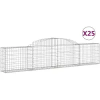 vidaXL Gabionen mit Hochbogen 25 Stk. 300x30x60/80 cm Verzinktes Eisen