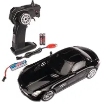 Tamiya Carson 500404310 1:24 Mercedes Benz SLS AMG 2.4G 100% RTR schwarz - Ferngesteuertes Auto, LED-Beleuchtung, RC Auto, RC Fahrzeug, RC Auto 1:24, Ferngesteuertes Spielzeug