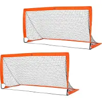 MEIYOU Fußballtor Set – Leichtes Fußballtor mit einfacher Montage, inklusive Tragetasche, Stahlrohre, Maße: 183 × 90 × 90 cm, Farbe: Orange.