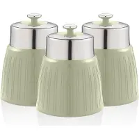 Swan SWKA1024GN Retro Set 3 Aufbewahrungsdose 1,2 L Luftdicht, Gewürze Tee Kaffee Vintage Design Grün