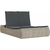 Syfax Doppel-Sonnenliege mit Kissen Hellgrau Poly Rattan