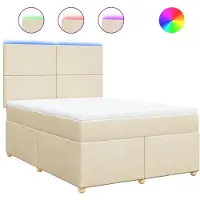 Syfax Boxspringbett mit Matratze Creme 140x200 cm Stoff