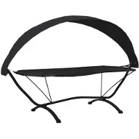 Syfax Outdoor-Loungebett mit Dach Schwarz Stahl und Oxford-Stoff