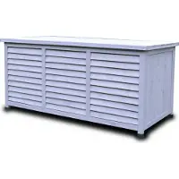 Rijoka Gartenbox aus Holz – Auflagenbox – 350L – 1300x640x600mm – Blau Grau