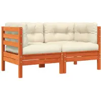 vidaXL Garten-Ecksofa mit Kissen 2 Stk. Wachsbraun Massivholz Kiefer