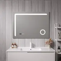 Pro-Tec LED-Badspiegel ’Chambave’ mit 120 LEDs Aluminiumrahmen 100 x 70 cm Silberfarben