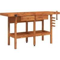 Syfax Werkbank mit Schubladen Schraubstöcken 162x62x83 cm Akazienholz