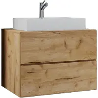 VCM 2-tlg. Waschplatz Waschtisch | Waschbecken Unterschrank Breite 80 cm | Badmöbel Set mit Schubladen | Lendas