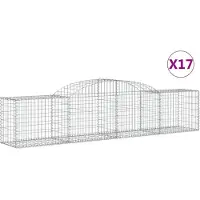 vidaXL Gabionen mit Hochbogen 17 Stk. 300x50x60/80 cm Verzinktes Eisen