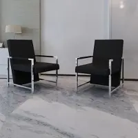 Prolenta Maison Exclusive - Sessel 2 Stk. Verchromtes Gestell Schwarz Kunstleder
