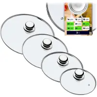 Kadax Topfdeckel "Vicenza", hitzebeständiger Deckel-set aus Glas mit griff, drei Größen (20+24+26+28 cm)