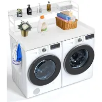 Vevor Arbeitsplatte für Waschmaschine und Trockner mit 2-stufigem Regal (1370 x 700 x 419 mm) Trommelregal mit Anti-Rutsch-Pads