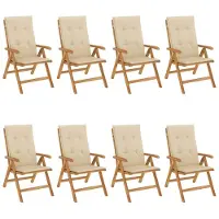 vidaXL Gartenstühle mit Auflagen 8 Stk. Massivholz Teak