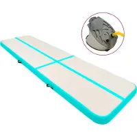 The Living Store Aufblasbare Gymnastikmatte mit Pumpe 700x100x15 cm PVC Grün