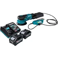 Makita BO 001 CGM201 Akku Exzenterschleifer 40 V max. 125 mm 5,0 mm Hub Brushless + 2x Akku 4,0 Ah + Ladegerät