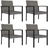 vidaXL "im Angebot" Garten-Essstühle 4 Stk. - bis 150 kg - Poly Rattan Grau - Stapelsessel CC7481