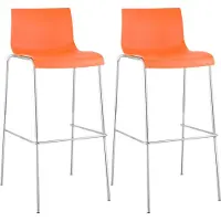 CLP 2er Set Barhocker Hover Kunststoff 4-Fuß Gestell 4-Fuß Gestell orange Gestell Farbe chrom