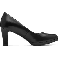 Tamaris Damen Pumps Blockabsatz klassisch Holzoptik Leder 1-22433-41, Größe:42 EU, Farbe:Schwarz