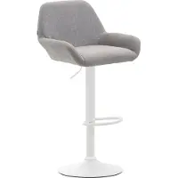 DELUKE Barhocker DUBLIN - Grau, Stoff, Weiß | Barhocker mit Lehne Barstuhl Tresenhocker Tresenstuhl Kneipenhocker Kneipenstuhl