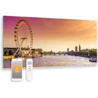 Quality Heating Infrarot-Panel aus bedrucktem Glas mit Wifi und Fernbedienung Londoner Auge 119x59 700Watt