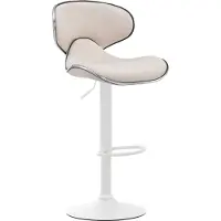CLP Barhocker Las Vegas V2 Stoff mit Fußstütze creme Gestell Farbe weiß