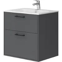 Vicco Waschbeckenunterschrank Lanco Anthrazit 61 x 61.5 cm mit Waschbecken, Model 54270