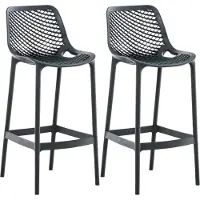 CLP 2er Set Barhocker Air Kunststoff mit Lehne wetterfest UV-beständig bis 160 kg dunkelgrau