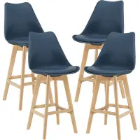 En.casa Barhocker Lublin 4er Set Barstuhl mit Rückenlehne Bistrohocker Set 4 Teilig Gepolstert Blau []