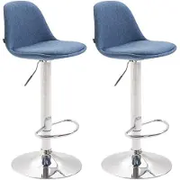 CLP 2er Set Barhocker Kiel Stoff drehbar mit Höhenverstellung blau