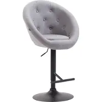 CLP Barhocker London V2 Stoff drehbar und höhenverstellbar grau Gestell Farbe schwarz