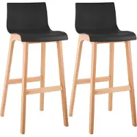 CLP 2er Set Barhocker Hover Kunststoffsitze Vierfußgestelle Natura aus Buchenholz | Farbe schwarz