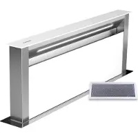 Klarstein Royal Flush Eco Downdraft Dunstabzugshaube - Energieeffizient, 720 m³/h Abluft, Touch-Bedienfeld, LED-Beleuchtung, Edelstahl & Glas, 52 dB Geräuschpegel